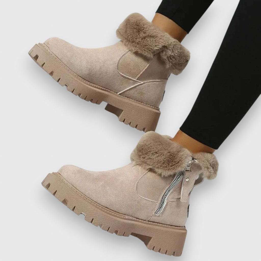 Anita — Warme Winterschuhe für Damen mit Kunstfell-Kragen und Profilsohle, Das Modehaus Luzern