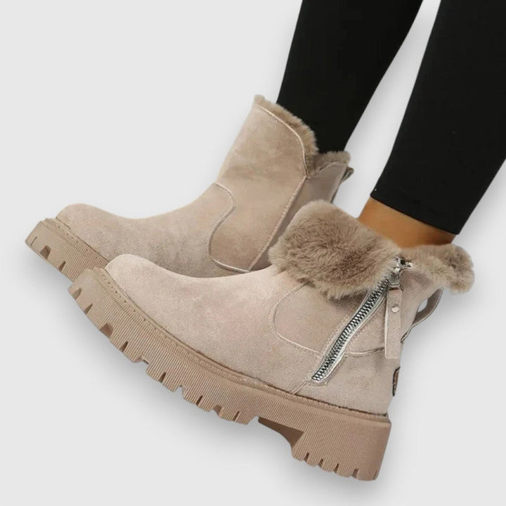 Anita — Warme Winterschuhe für Damen mit Kunstfell-Kragen und Profilsohle, Das Modehaus Luzern