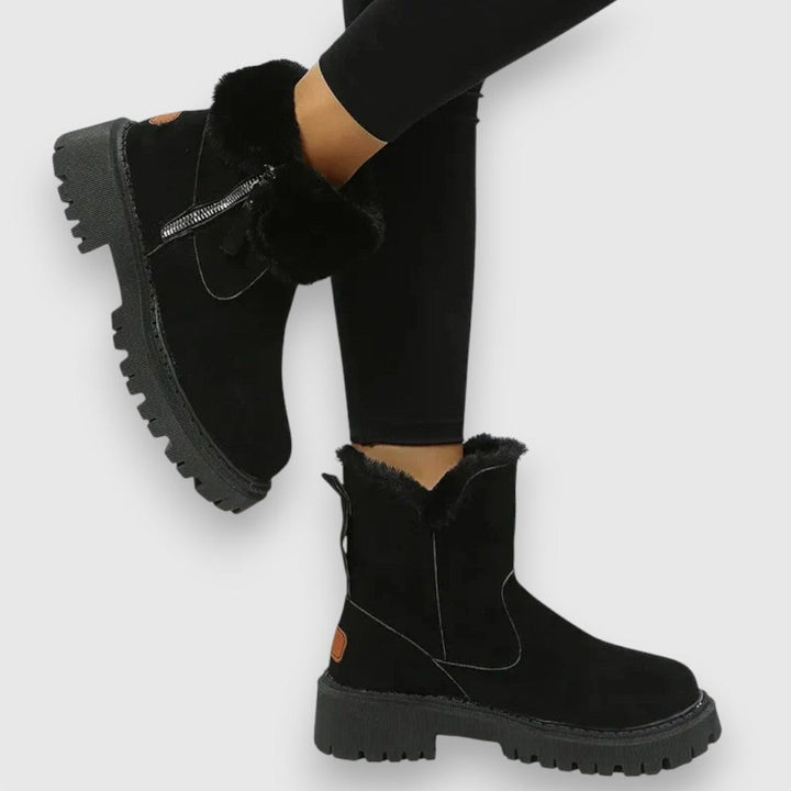 Anita — Warme Winterschuhe für Damen mit Kunstfell-Kragen und Profilsohle, Das Modehaus Luzern