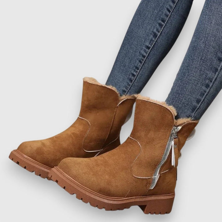 Anita — Warme Winterschuhe für Damen mit Kunstfell-Kragen und Profilsohle, Das Modehaus Luzern