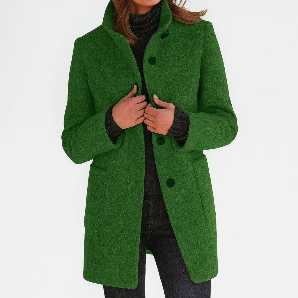 Anna — Klassischer Wollmantel für Damen in Midi-Länge mit Knopfleiste, Das Modehaus Luzern