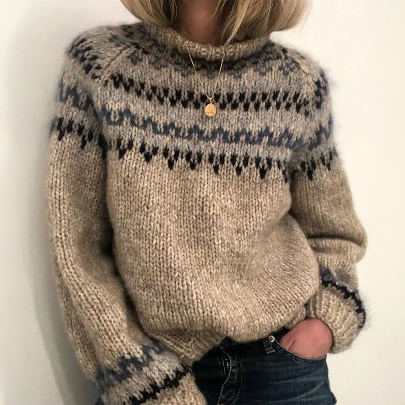 Annik — Dicker Weihnachtssweater für Damen mit Norwegermuster und Bündchen, Das Modehaus Luzern