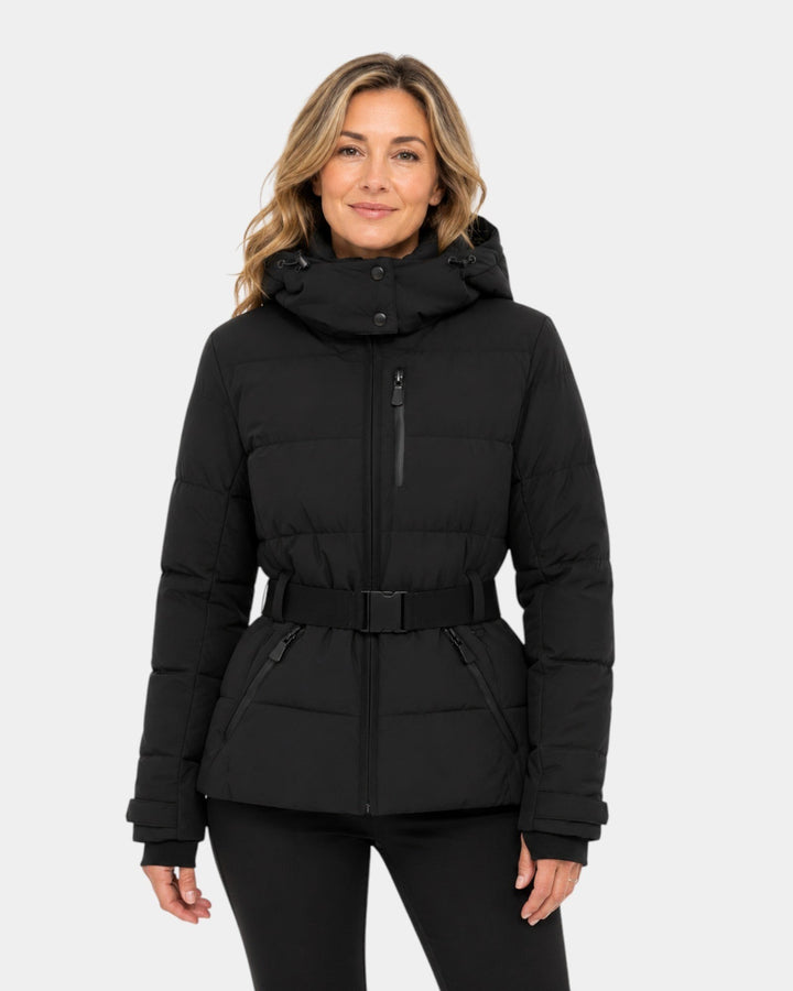 Beatrix — Gesteppte Skijacke für Damen mit Gürtel und Stehkragen, Das Modehaus Luzern