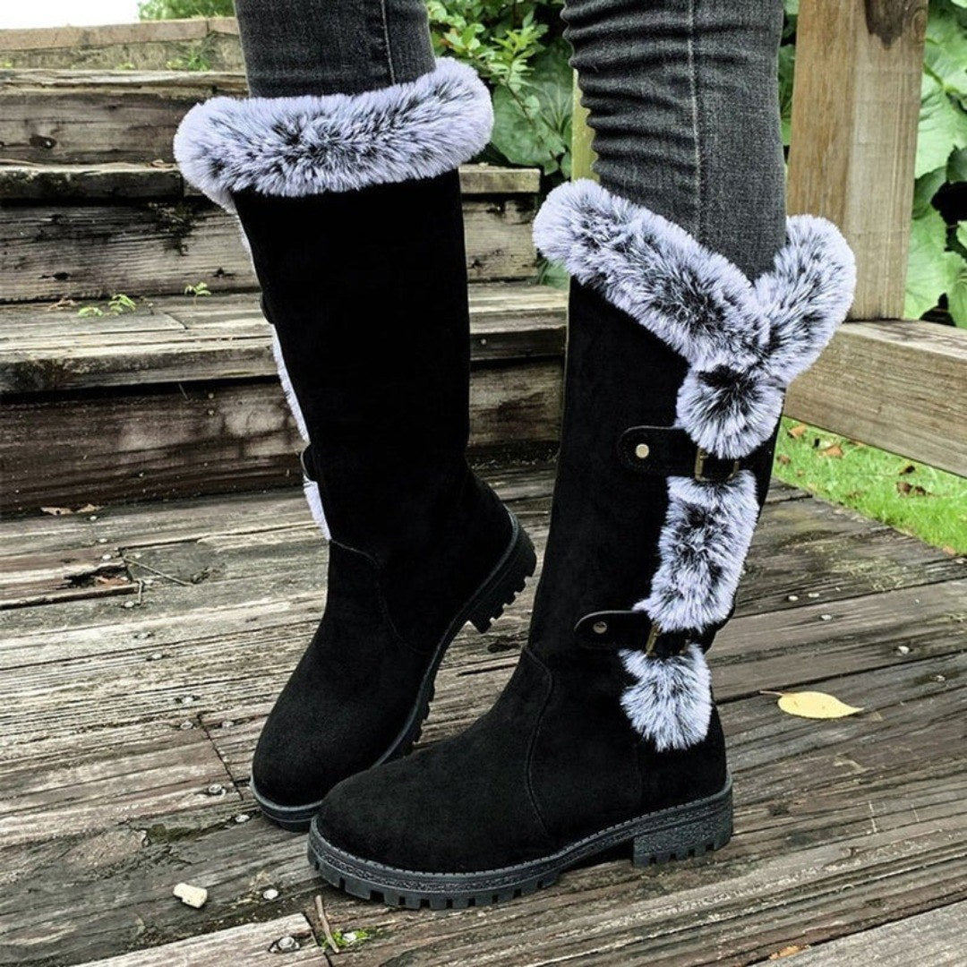 Bettina — Warme gefütterte Winterschuhe für Damen mit Kunstfell am Schaft, Das Modehaus Luzern