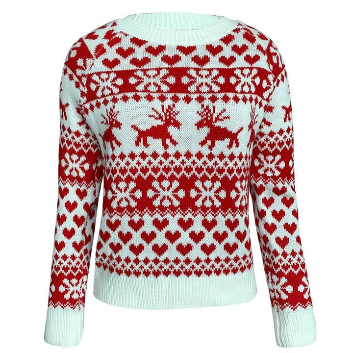 Christa — Festlicher Weihnachtssweater für Damen mit Rentier und Herzen, Das Modehaus Luzern