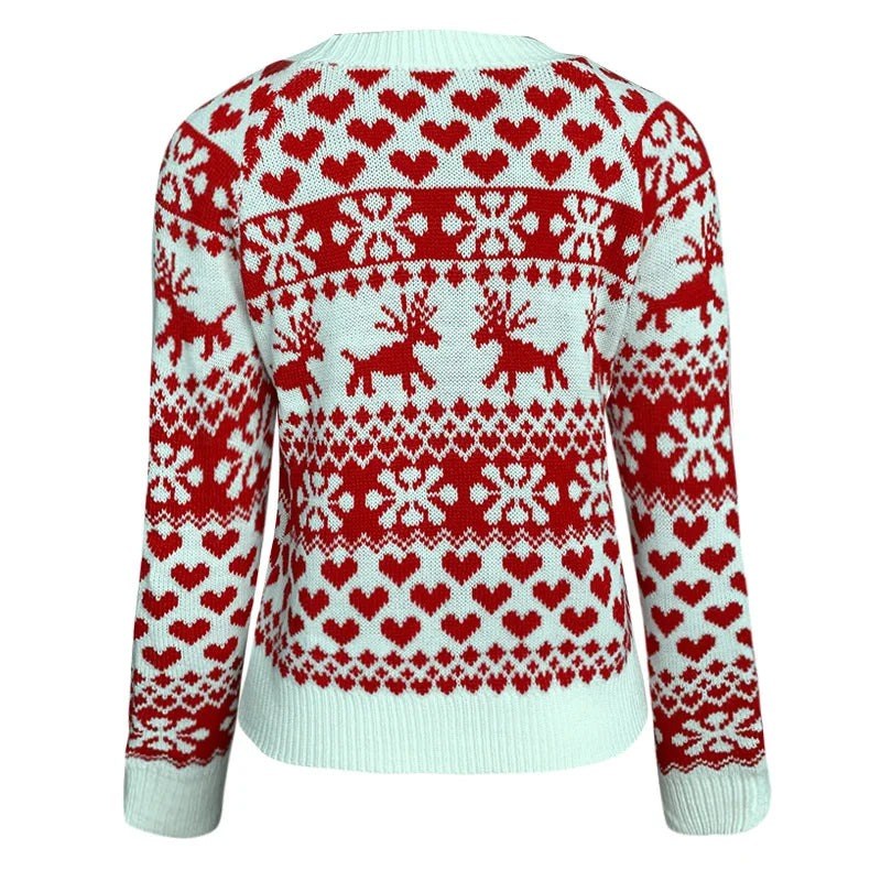Christa — Festlicher Weihnachtssweater für Damen mit Rentier und Herzen, Das Modehaus Luzern