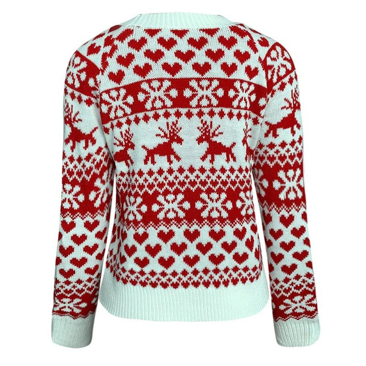 Christa — Festlicher Weihnachtssweater für Damen mit Rentier und Herzen, Das Modehaus Luzern