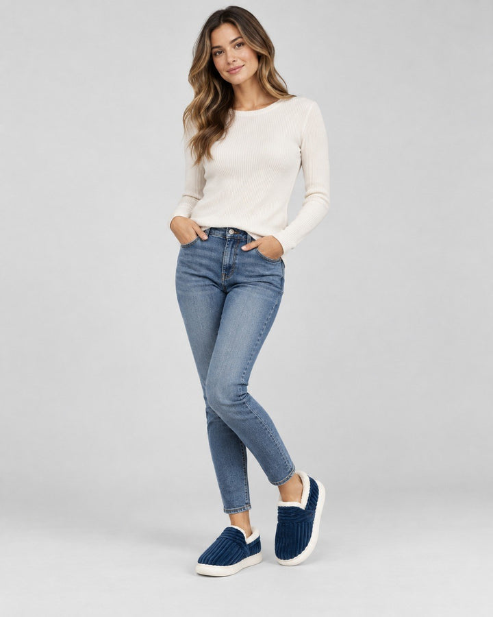 Esther — Kuschelige Hausschuhe für Damen aus Rippstrick mit Fleece, Das Modehaus Luzern