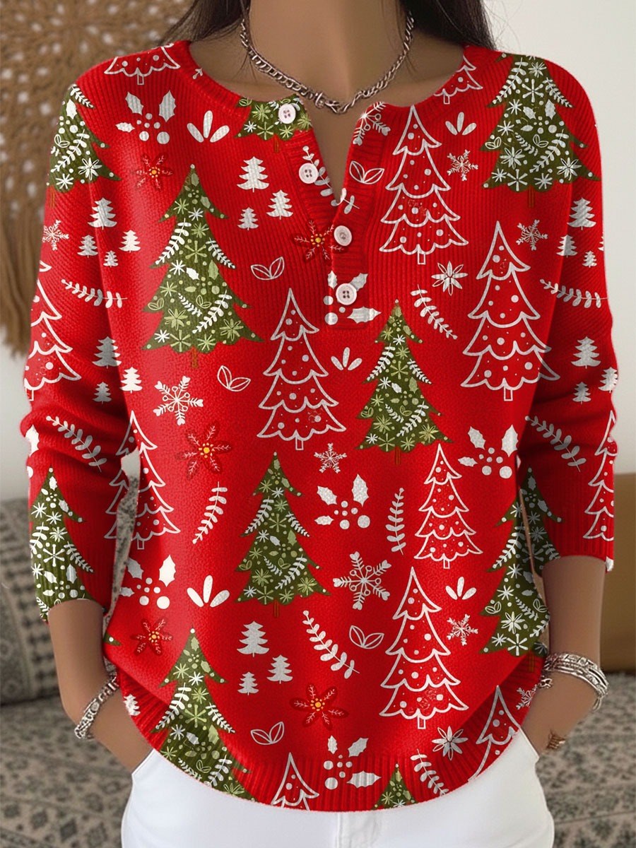 Eva — Kuscheliger Ugly Christmas Pullover aus Strick mit Knöpfen für Damen, Das Modehaus Luzern