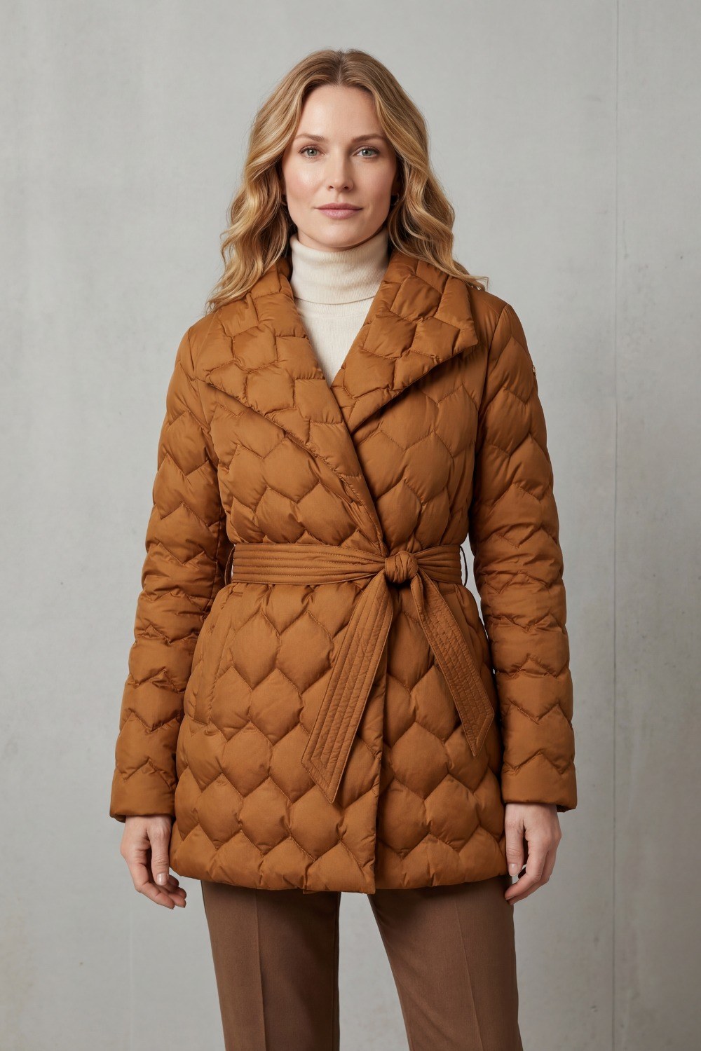 Flurina — Warme taillierte gesteppte Winterjacke für Damen mit Gürtel, Das Modehaus Luzern