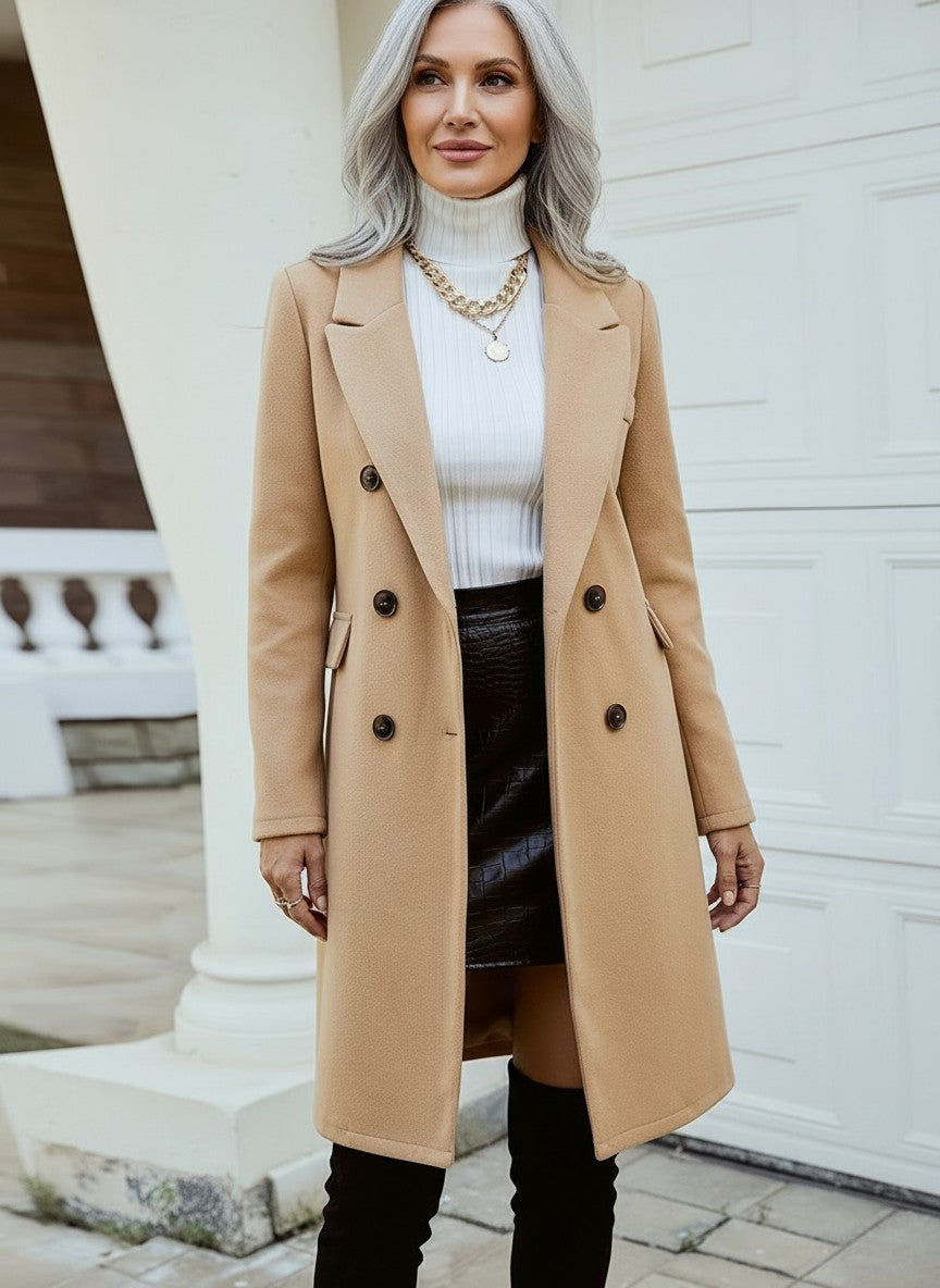 Hedwig — Eleganter zweireihiger Wintermantel mit Reverskragen für Damen, Das Modehaus Luzern