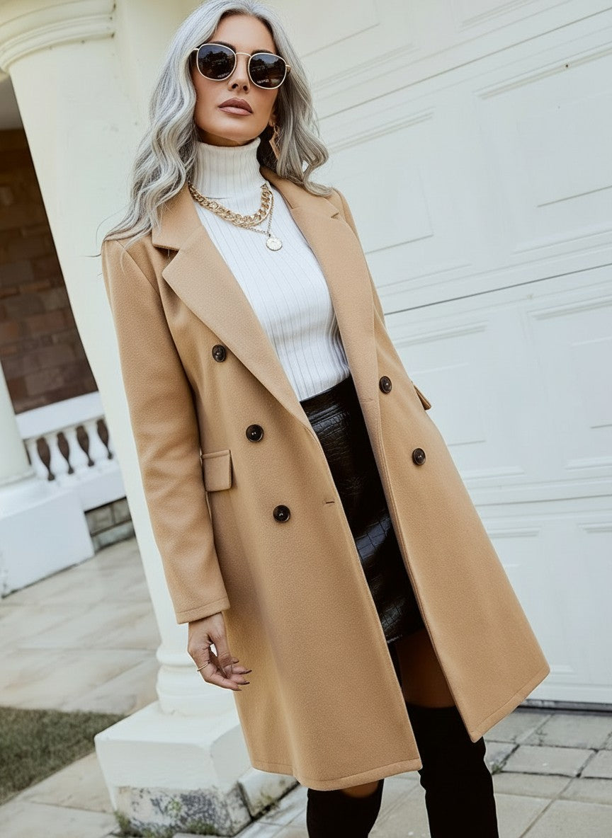 Hedwig — Eleganter zweireihiger Wintermantel mit Reverskragen für Damen, Das Modehaus Luzern