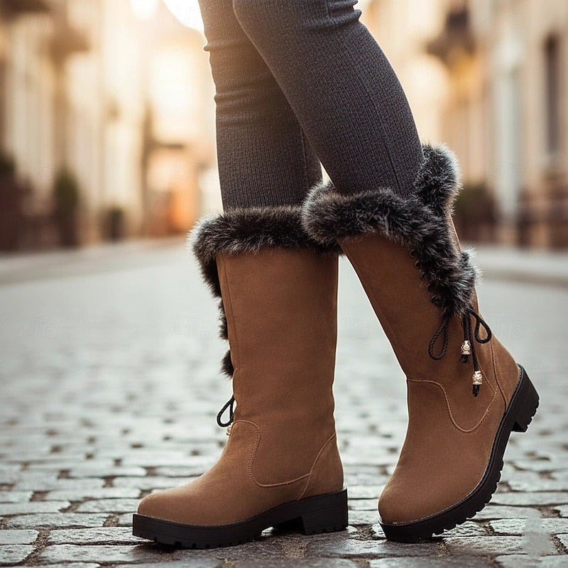 Helga — Kniehohe Winterstiefel für Damen mit Kunstfell und Profilsohle, Das Modehaus Luzern