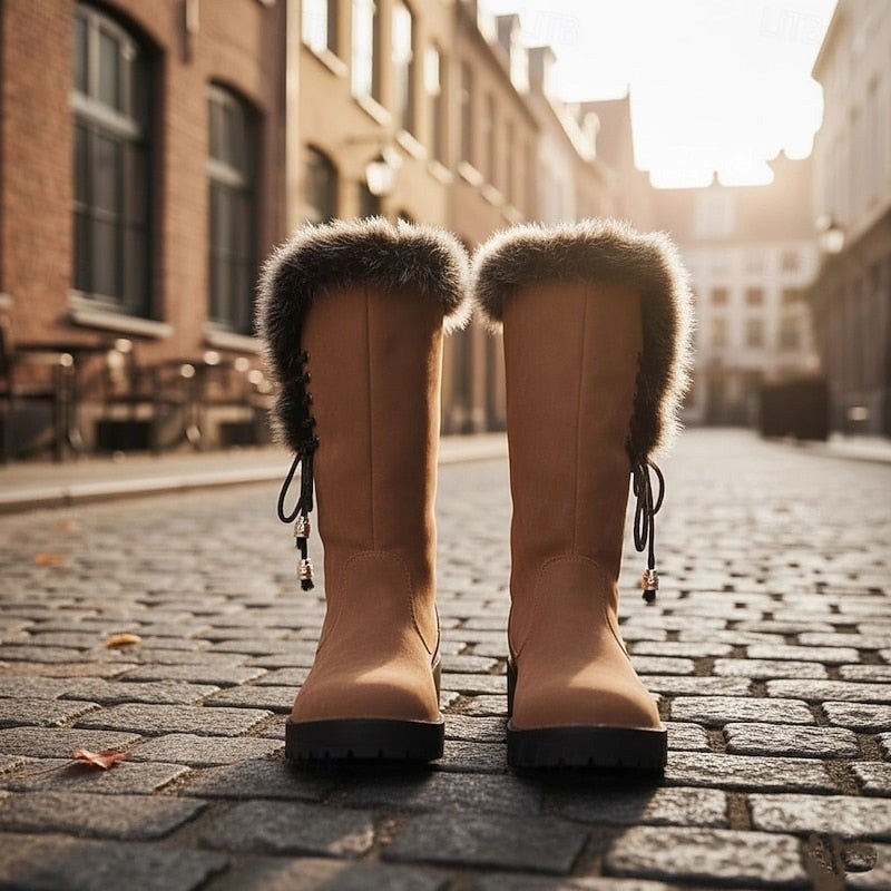 Helga — Kniehohe Winterstiefel für Damen mit Kunstfell und Profilsohle, Das Modehaus Luzern