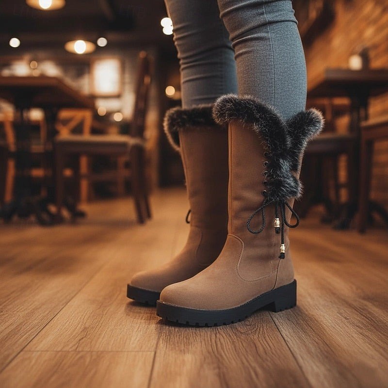 Helga — Kniehohe Winterstiefel für Damen mit Kunstfell und Profilsohle, Das Modehaus Luzern