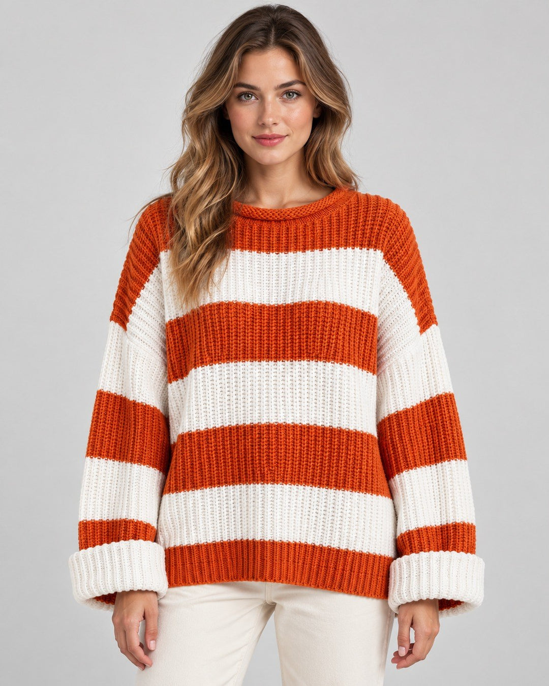 Irene — Lässiger Oversize Strickpullover für Damen mit Streifen, Das Modehaus Luzern