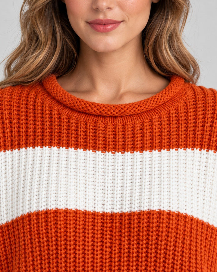 Irene — Lässiger Oversize Strickpullover für Damen mit Streifen, Das Modehaus Luzern