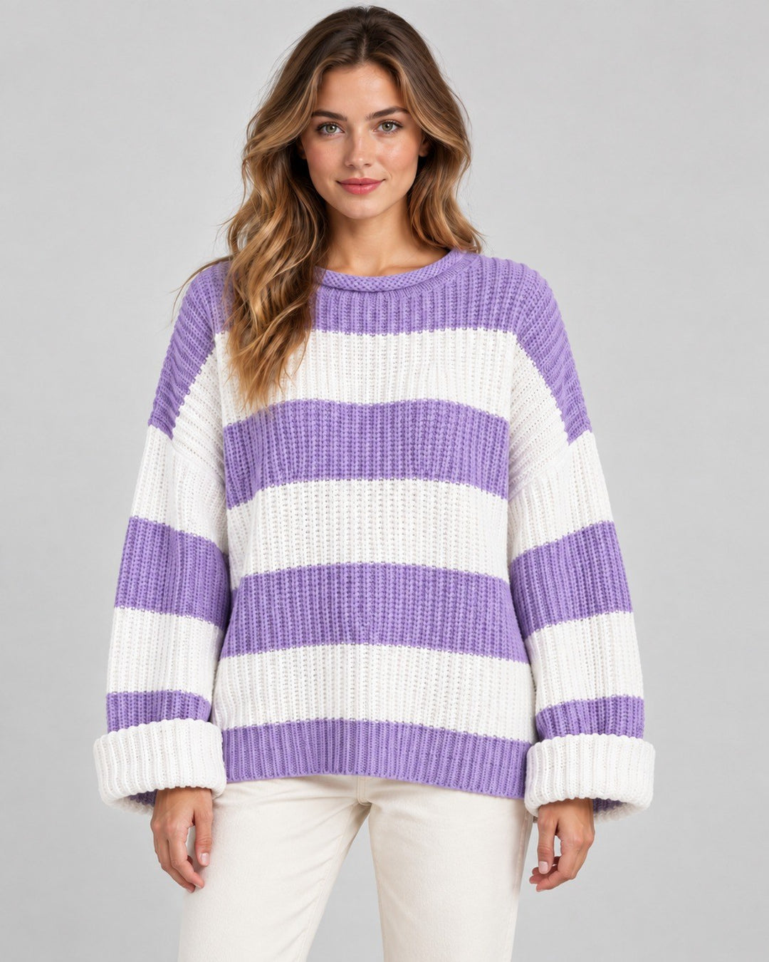 Irene — Lässiger Oversize Strickpullover für Damen mit Streifen, Das Modehaus Luzern
