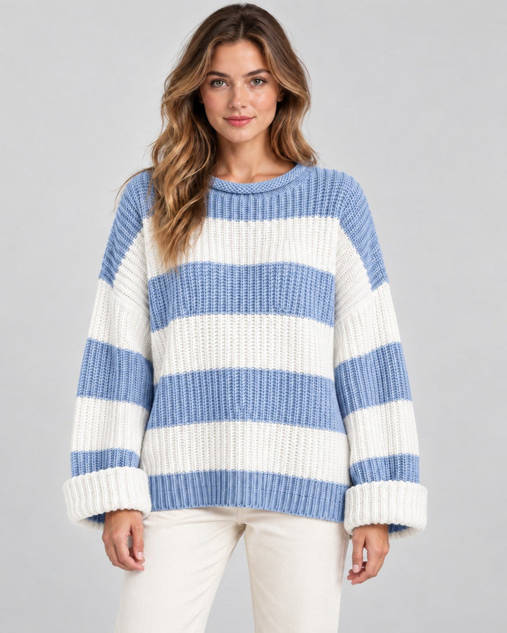 Irene — Lässiger Oversize Strickpullover für Damen mit Streifen, Das Modehaus Luzern