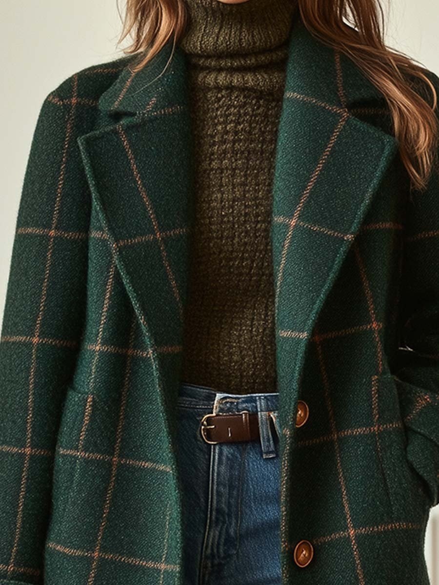 Iris — Karierter zweireihiger Wintermantel aus Wolle für Damen, Das Modehaus Luzern