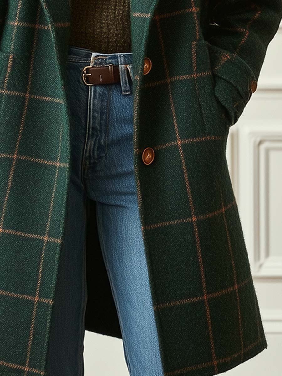 Iris — Karierter zweireihiger Wintermantel aus Wolle für Damen, Das Modehaus Luzern