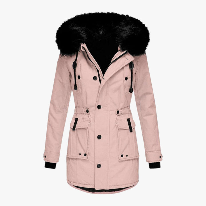 Kathrin — Lange gerade wattierte Winterjacke für Damen mit hohem Stehkragen, Das Modehaus Luzern