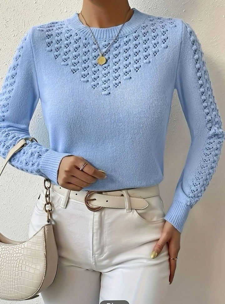 Katrin — Weicher schmaler Strickpullover für Damen mit Lochmuster, Das Modehaus Luzern