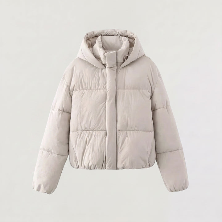 Leni — Kurze gesteppte Winterjacke für Damen mit Kapuze und Daunen, Das Modehaus Luzern