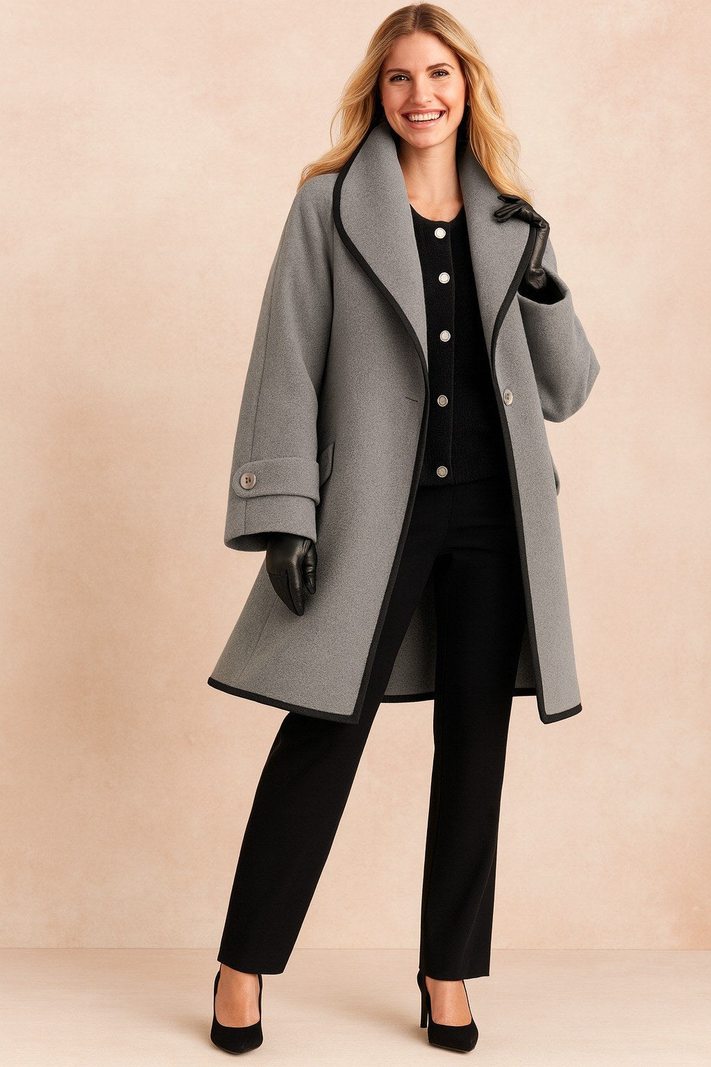 Lilian — Knielanger Wintermantel aus Wollmischung für Damen mit Knöpfen, Das Modehaus Luzern