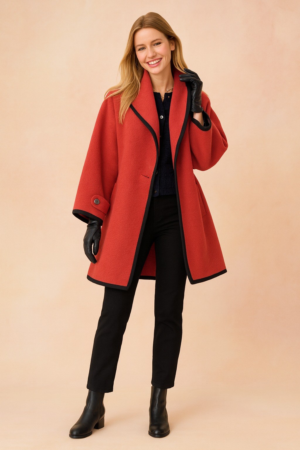 Lilian — Knielanger Wintermantel aus Wollmischung für Damen mit Knöpfen, Das Modehaus Luzern