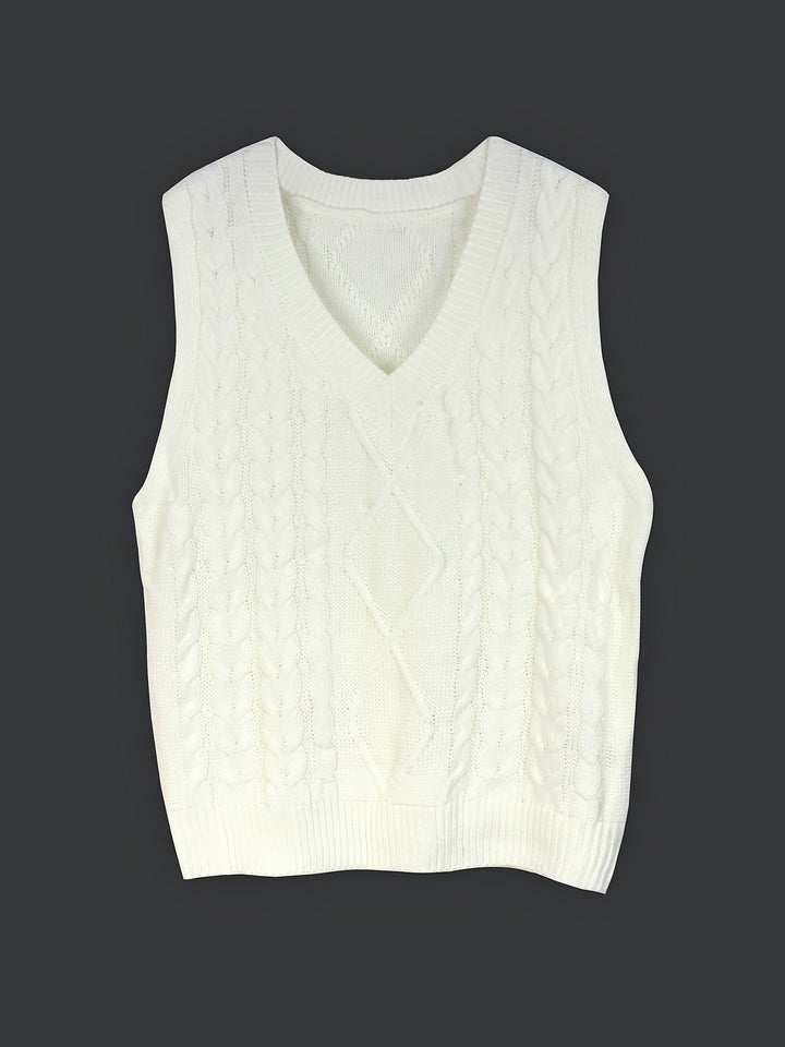 Lina — Warmer Pullunder für Damen aus Strick mit Zopfmuster, Das Modehaus Luzern