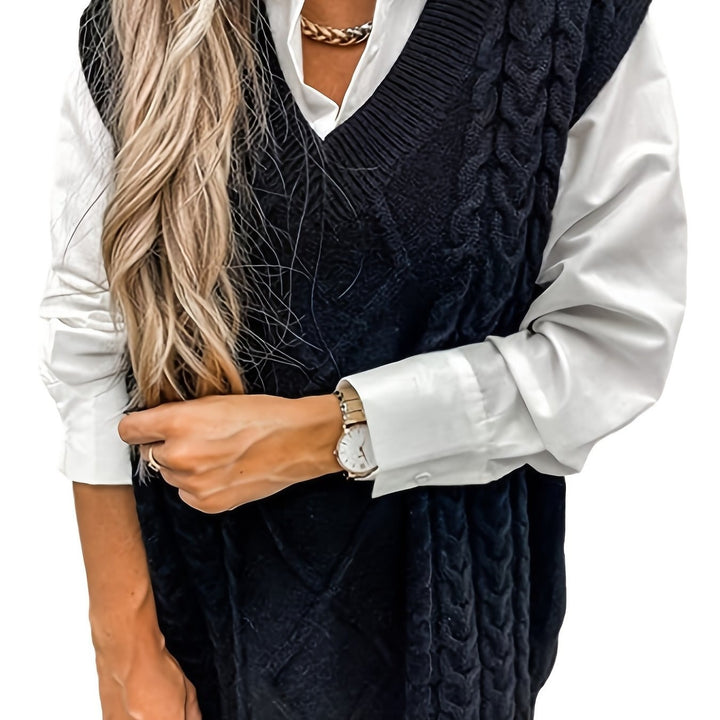Lina — Warmer Pullunder für Damen aus Strick mit Zopfmuster, Das Modehaus Luzern