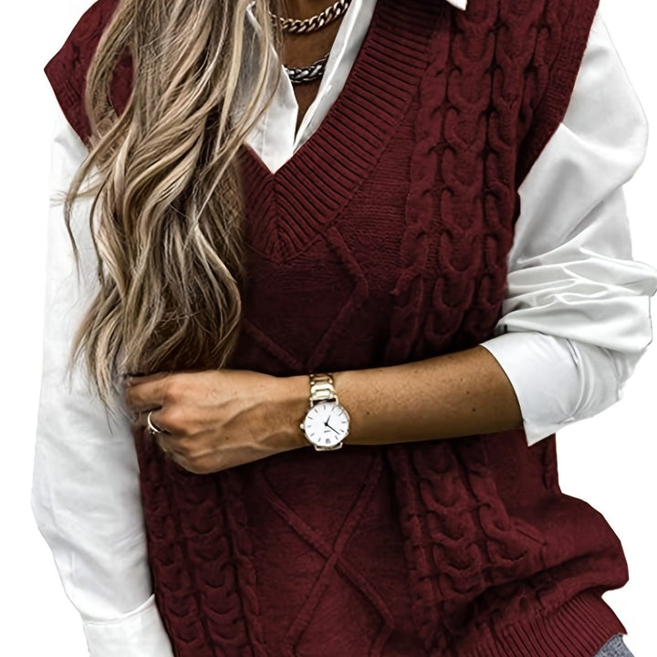 Lina — Warmer Pullunder für Damen aus Strick mit Zopfmuster, Das Modehaus Luzern