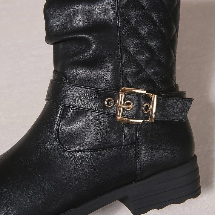 Luisa — Elegante wadenhohe Stiefel für Damen mit Schnallen und Blockabsatz, Das Modehaus Luzern