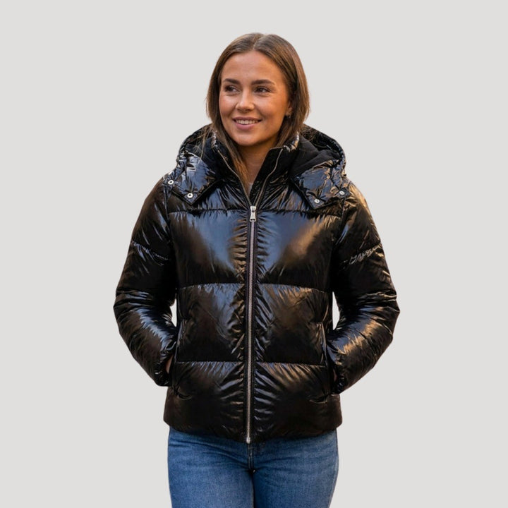Malin — Warme glänzende Daunenjacke für Damen mit elastischen Bündchen, Das Modehaus Luzern