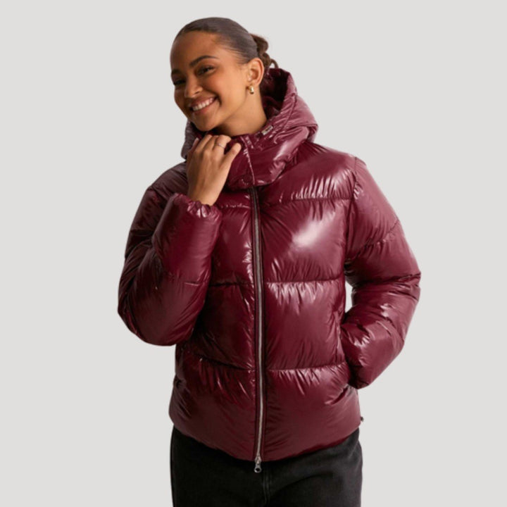 Malin — Warme glänzende Daunenjacke für Damen mit elastischen Bündchen, Das Modehaus Luzern