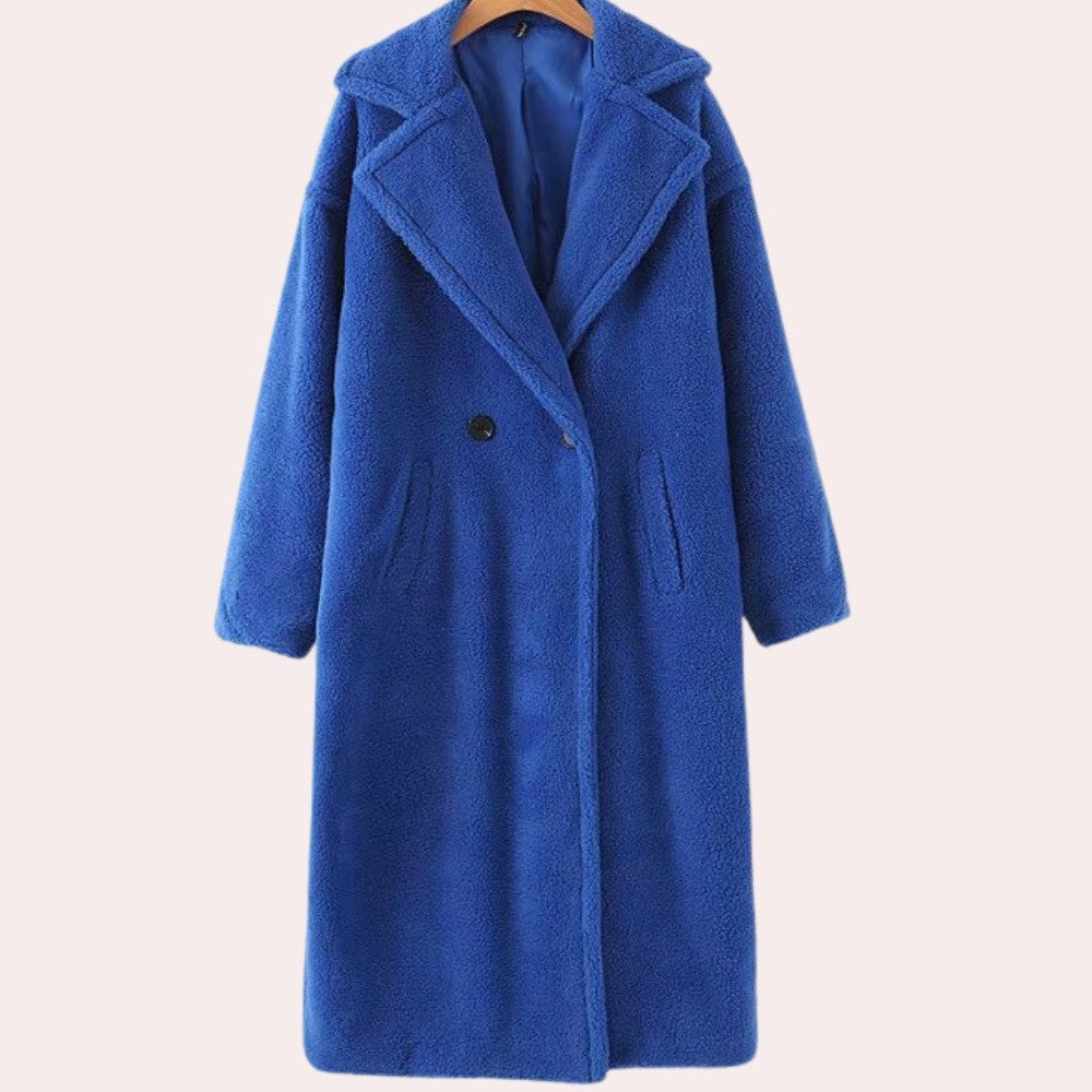 Marianne — Lange Winterjacke in Teddyoptik für Damen mit Reverskragen, Das Modehaus Luzern