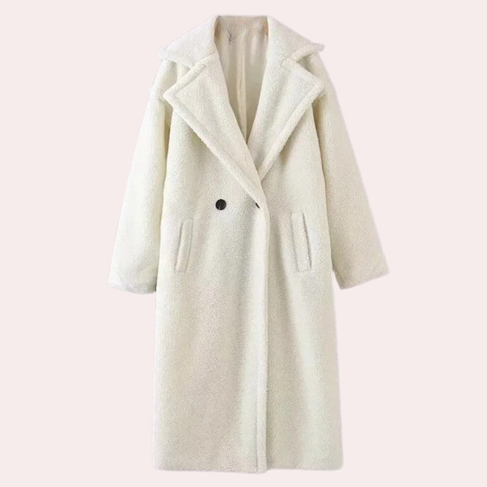 Marianne — Lange Winterjacke in Teddyoptik für Damen mit Reverskragen, Das Modehaus Luzern