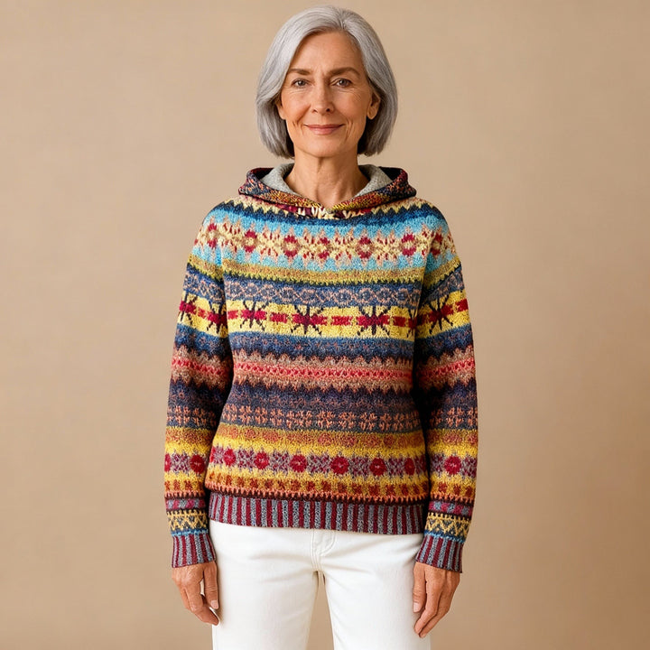Marlies — Kuscheliger Hoodie für Damen mit Retro-Muster, Das Modehaus Luzern