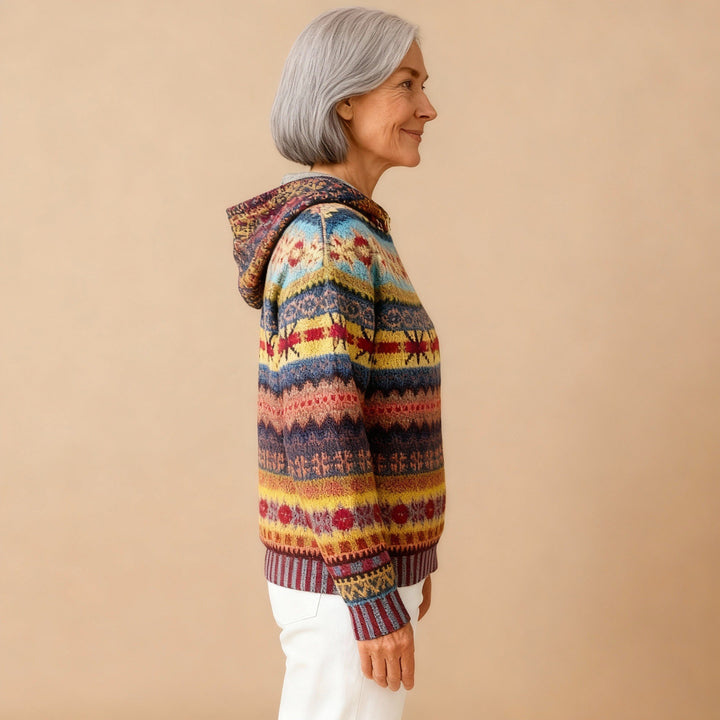 Marlies — Kuscheliger Hoodie für Damen mit Retro-Muster, Das Modehaus Luzern