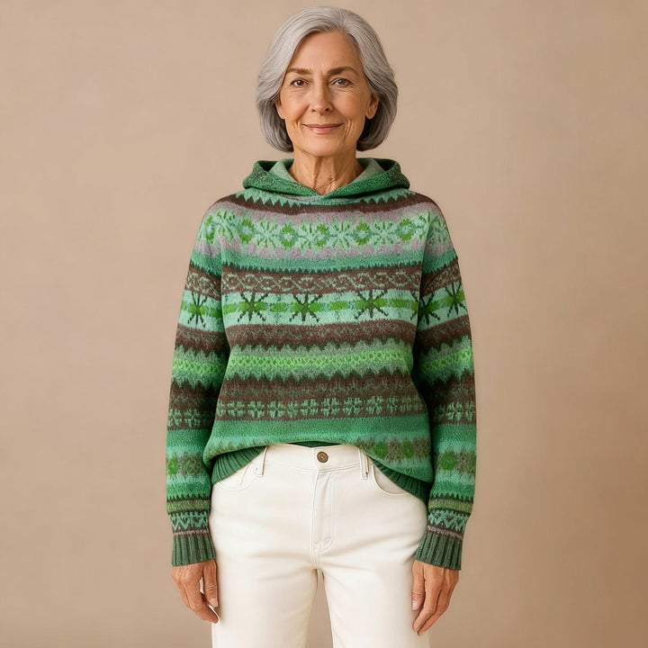 Marlies — Kuscheliger Hoodie für Damen mit Retro-Muster, Das Modehaus Luzern