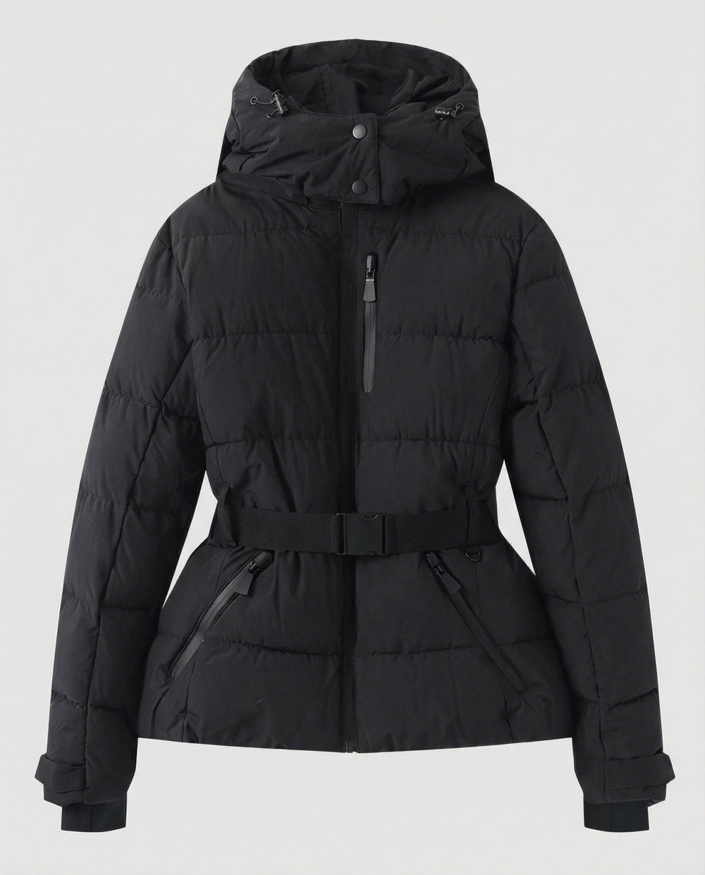 Martha — Taillierte Daunenjacke für Damen mit Gürtel und Kapuze, Das Modehaus Luzern