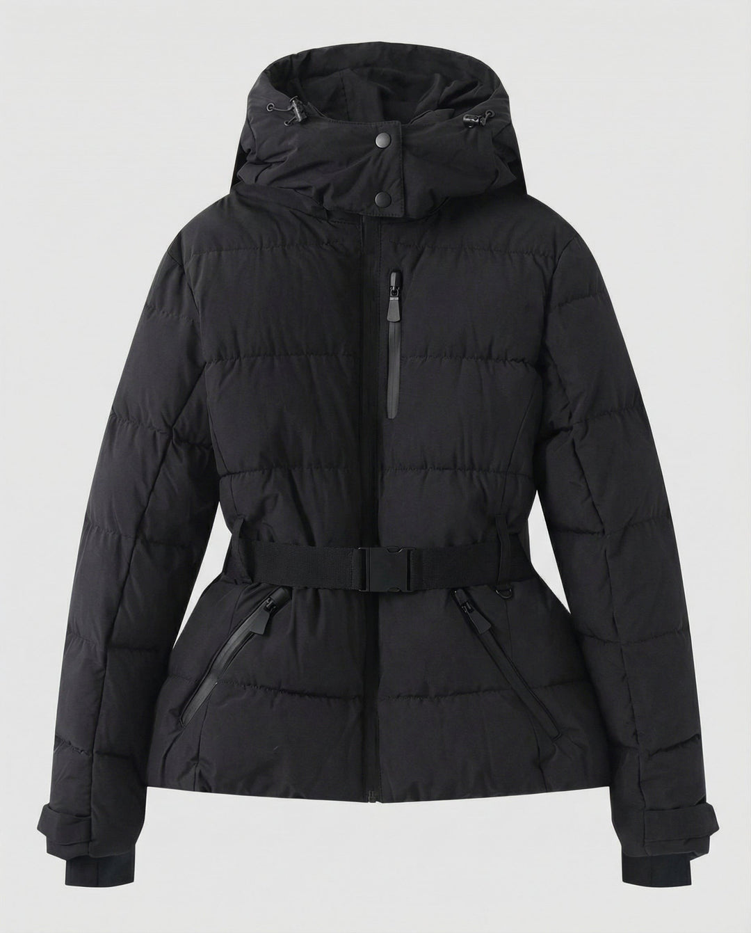 Martha — Taillierte Daunenjacke für Damen mit Gürtel und Kapuze, Das Modehaus Luzern