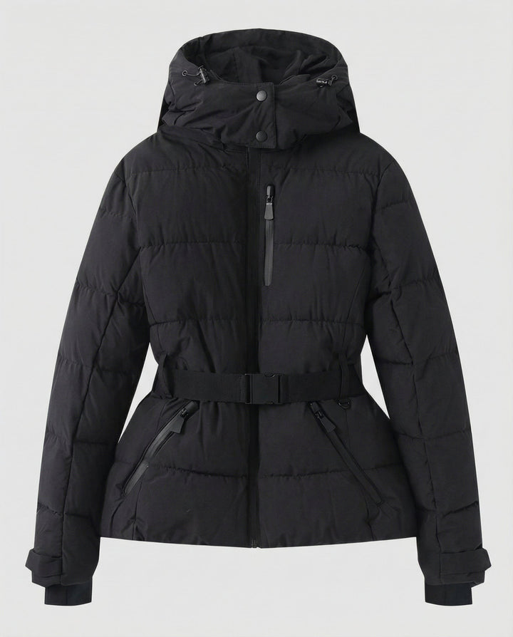 Martha — Taillierte Daunenjacke für Damen mit Gürtel und Kapuze, Das Modehaus Luzern