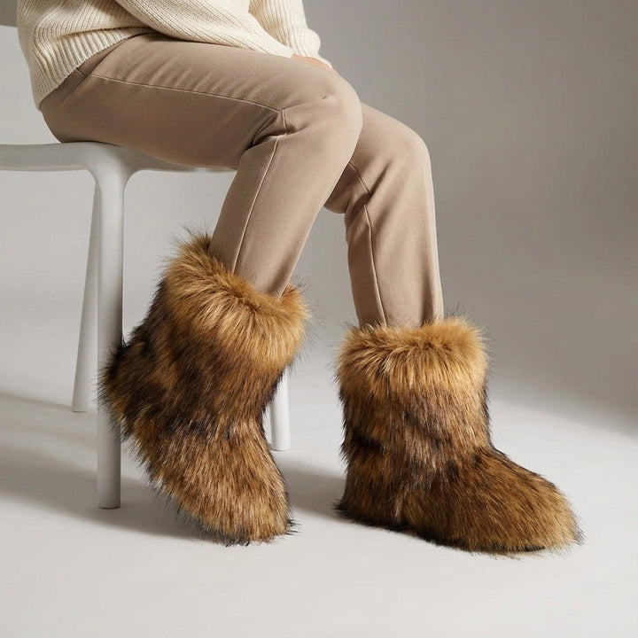 Melanie — Warme flauschige Winterschuhe für Damen aus Kunstfell mit Futter, Das Modehaus Luzern
