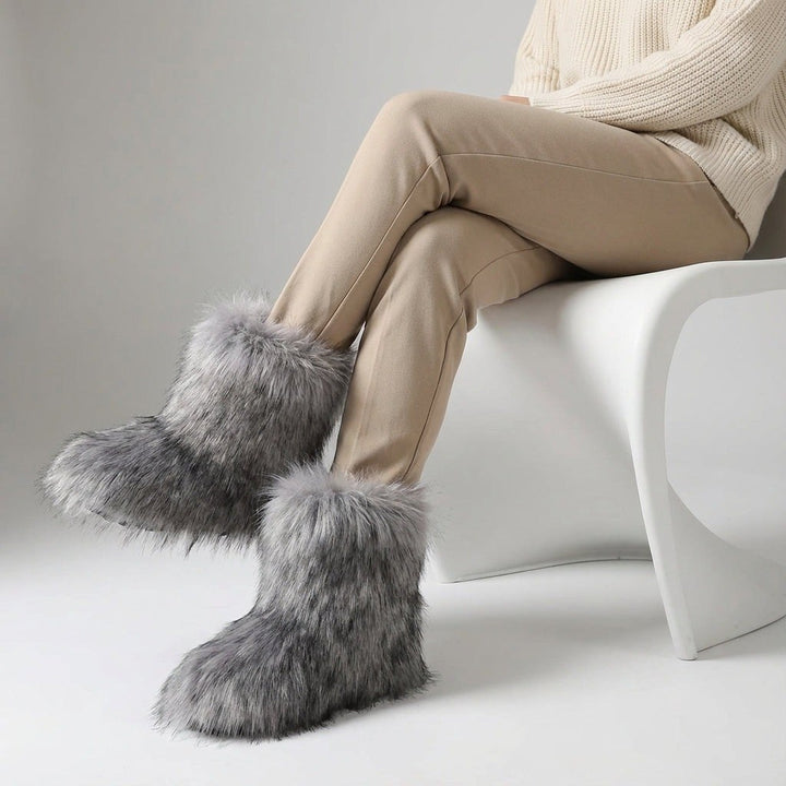 Melanie — Warme flauschige Winterschuhe für Damen aus Kunstfell mit Futter, Das Modehaus Luzern