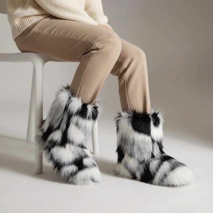 Melanie — Warme flauschige Winterschuhe für Damen aus Kunstfell mit Futter, Das Modehaus Luzern