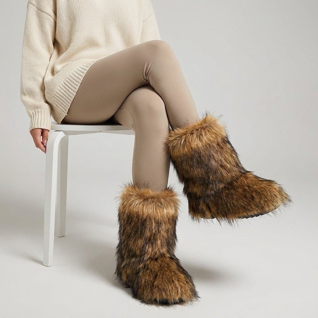 Melanie — Warme flauschige Winterschuhe für Damen aus Kunstfell mit Futter, Das Modehaus Luzern