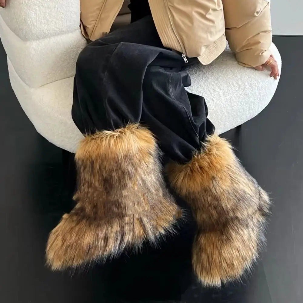 Melanie — Warme flauschige Winterschuhe für Damen aus Kunstfell mit Futter, Das Modehaus Luzern