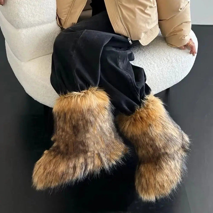 Melanie — Warme flauschige Winterschuhe für Damen aus Kunstfell mit Futter, Das Modehaus Luzern